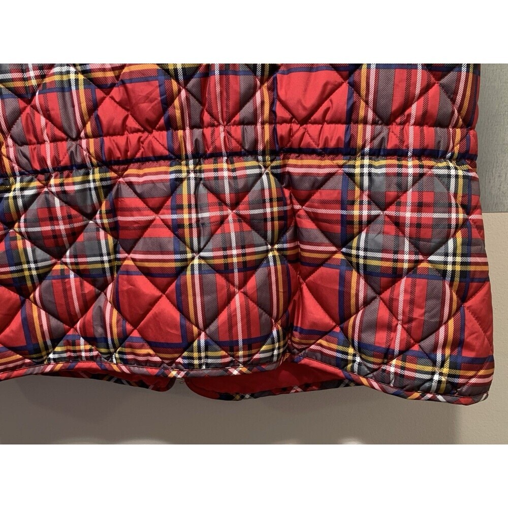 St John's Bay Cabin Barn Chore Vest Bright Brass Zip Plaid Quilted Mock Collar - Picture 14 of 16